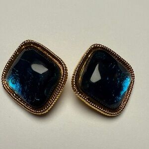 Elegant Blue and Gold Earrings